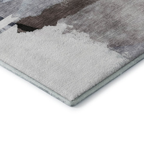 8' X 10' Brown And Ivory Abstract Washable Area Rug With UV Protection