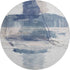 8' Blue And Ivory Abstract Washable Round Rug With UV Protection