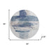 8' Blue And Ivory Abstract Washable Round Rug With UV Protection