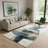 5' X 8' Green And Ivory Abstract Washable Area Rug With UV Protection