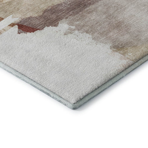 8' X 10' Terra Cotta And Ivory Abstract Washable Area Rug With UV Protection