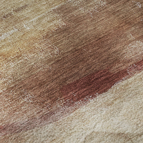8' X 10' Terra Cotta And Ivory Abstract Washable Area Rug With UV Protection