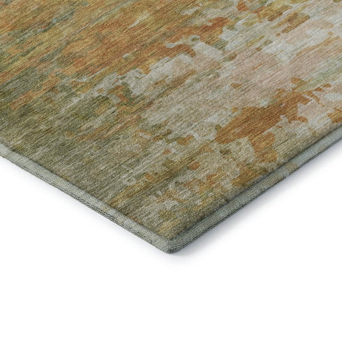 8' Sage And Ivory Abstract Washable Round Rug With UV Protection