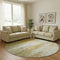 8' Sage And Ivory Abstract Washable Round Rug With UV Protection