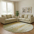 8' Sage And Ivory Abstract Washable Round Rug With UV Protection