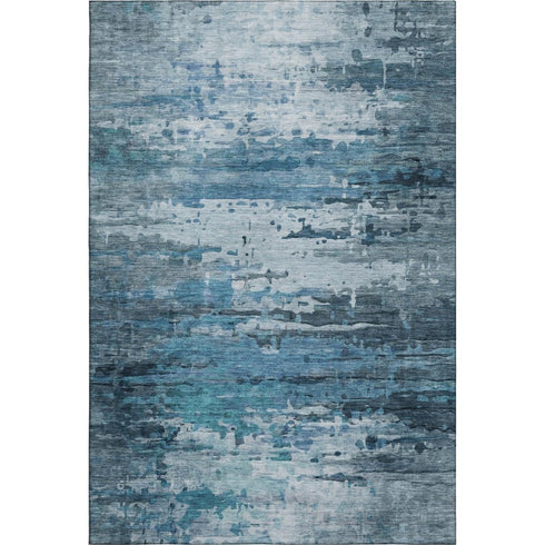 5' X 8' Blue And Gray Abstract Washable Area Rug With UV Protection