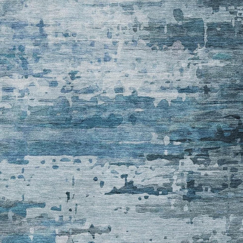 5' X 8' Blue And Gray Abstract Washable Area Rug With UV Protection