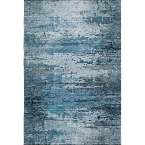 8' X 10' Blue And Gray Abstract Washable Area Rug With UV Protection