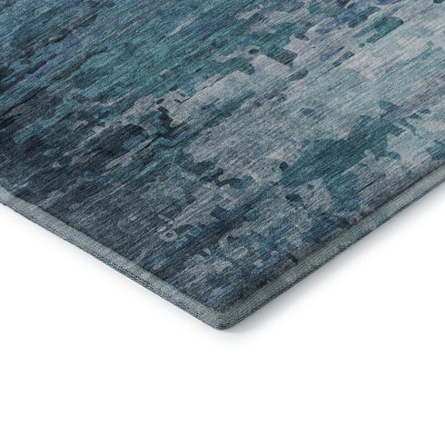 8' X 10' Blue And Gray Abstract Washable Area Rug With UV Protection