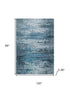 8' X 10' Blue And Gray Abstract Washable Area Rug With UV Protection