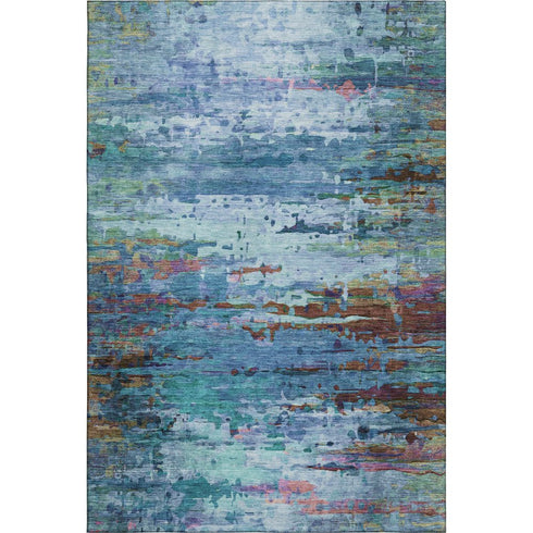 8' X 10' Blue And Purple Abstract Washable Area Rug With UV Protection