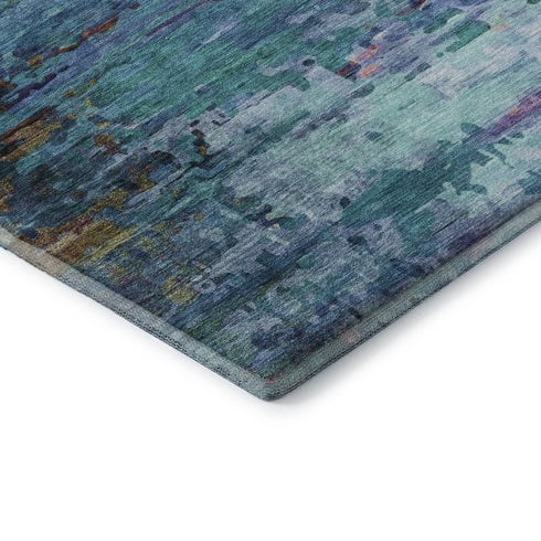 8' X 10' Blue And Purple Abstract Washable Area Rug With UV Protection