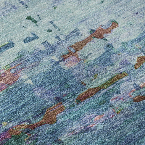 8' X 10' Blue And Purple Abstract Washable Area Rug With UV Protection