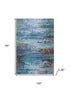 8' X 10' Blue And Purple Abstract Washable Area Rug With UV Protection