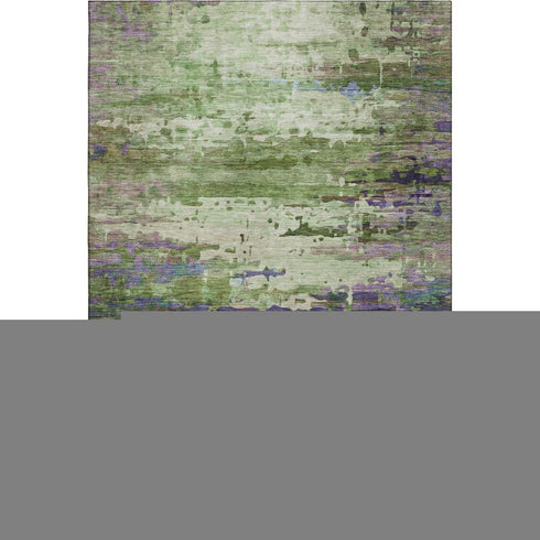 8' X 10' Green And Purple Abstract Washable Area Rug With UV Protection