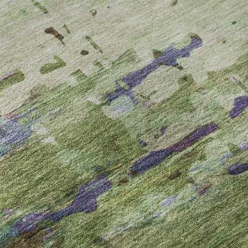 8' X 10' Green And Purple Abstract Washable Area Rug With UV Protection
