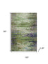 8' X 10' Green And Purple Abstract Washable Area Rug With UV Protection