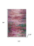 8' X 10' Pink And Green Abstract Washable Area Rug With UV Protection