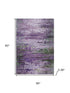 5' X 8' Purple And Green Abstract Washable Area Rug With UV Protection