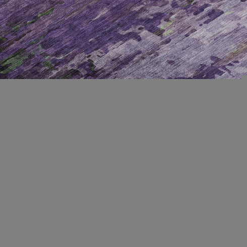 8' X 10' Purple And Green Abstract Washable Area Rug With UV Protection