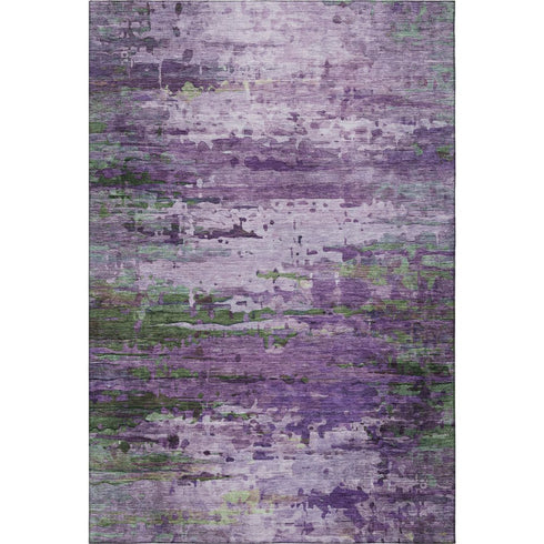 8' X 10' Purple And Green Abstract Washable Area Rug With UV Protection