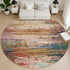 8' Sage And Teal Abstract Washable Round Rug With UV Protection