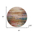 8' Sage And Teal Abstract Washable Round Rug With UV Protection