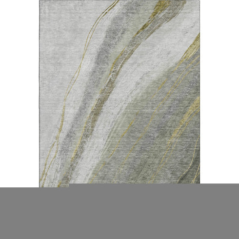 8' X 10' Sage And Gray Abstract Washable Area Rug With UV Protection