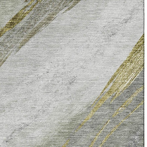 8' X 10' Sage And Gray Abstract Washable Area Rug With UV Protection