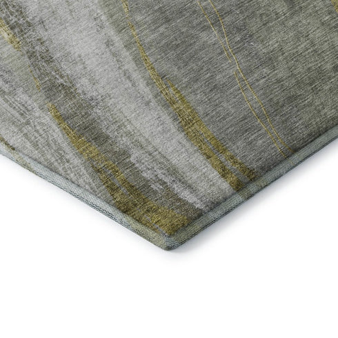 8' X 10' Sage And Gray Abstract Washable Area Rug With UV Protection