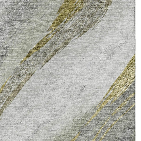 8' X 10' Sage And Gray Abstract Washable Area Rug With UV Protection