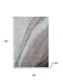 5' X 8' Brown And Blue Abstract Washable Area Rug With UV Protection