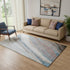 5' X 8' Brown And Blue Abstract Washable Area Rug With UV Protection