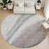 8' Brown And Blue Abstract Washable Round Rug With UV Protection