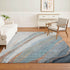 9' X 12' Blue And Copper Abstract Washable Area Rug With UV Protection