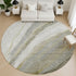 8' Pewter And Gray Abstract Washable Round Rug With UV Protection
