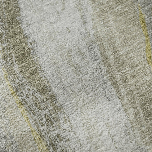 8' Pewter And Gray Abstract Washable Round Rug With UV Protection