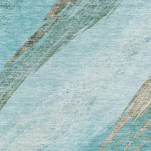 8' X 10' Turquoise And Teal Abstract Washable Area Rug With UV Protection
