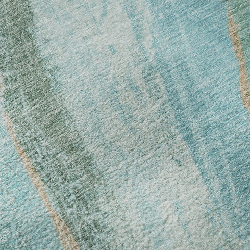 8' X 10' Turquoise And Teal Abstract Washable Area Rug With UV Protection