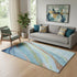 5' X 8' Blue And Copper Abstract Washable Area Rug With UV Protection