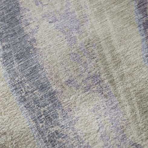 8' Coffee And Purple Abstract Washable Round Rug With UV Protection