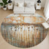8' Rust And Gray Abstract Washable Round Rug With UV Protection