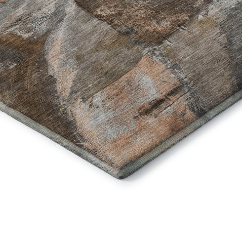 8' X 10' Brown And Gray Abstract Washable Area Rug With UV Protection