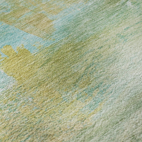 8' X 10' Green And Teal Abstract Washable Area Rug With UV Protection