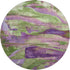 8' Purple And Green Abstract Washable Round Rug With UV Protection