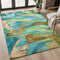 8' X 10' Teal And Blush Abstract Washable Area Rug With UV Protection