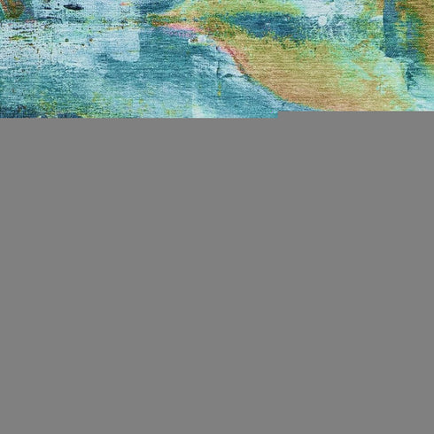 8' X 10' Teal And Blush Abstract Washable Area Rug With UV Protection