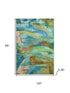 8' X 10' Teal And Blush Abstract Washable Area Rug With UV Protection