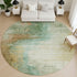 8' Sage And Brown Abstract Washable Round Rug With UV Protection