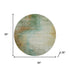 8' Sage And Brown Abstract Washable Round Rug With UV Protection
